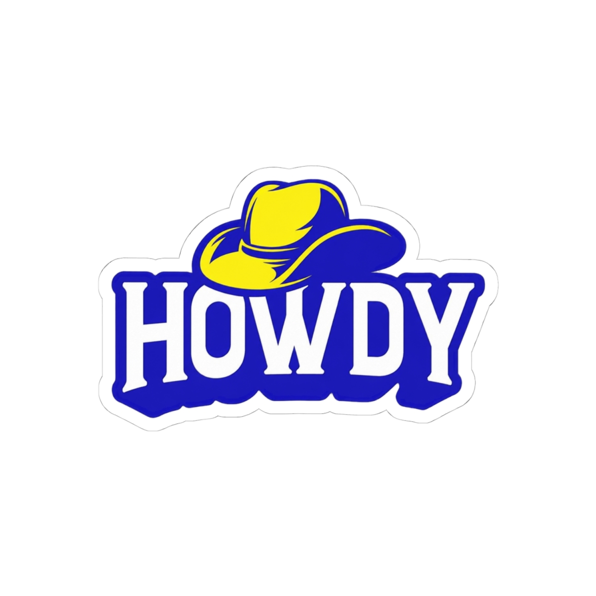 Howdy Cowboy Greeting Sticker | Playful Bold Vinyl Decal - alternate angle 1, merchandise