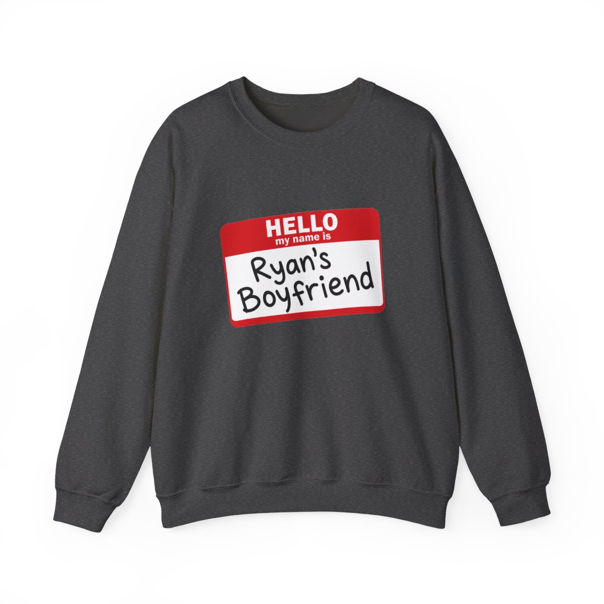 A pale blue featuring a red name tag that says "HELLO, Ryan's Boyfriend" in black. The shirt has a crew neck and short sleeves - alternate angle 4, merchandise