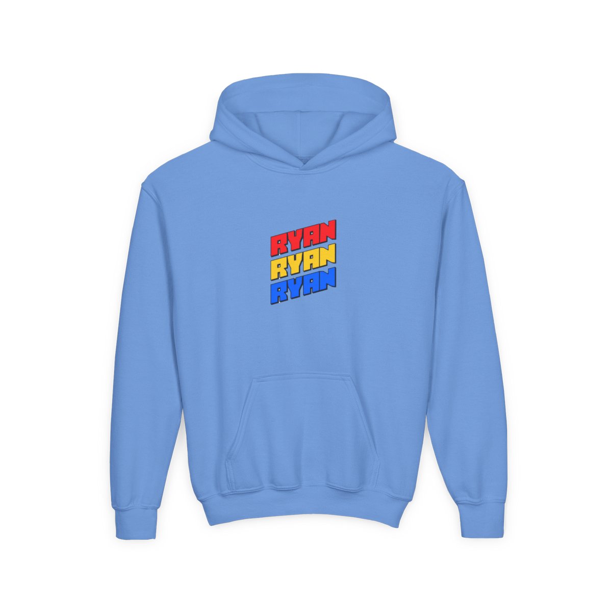 Bold Stacked Ryan Name Graphic Kids Hoodie - Funny Name Pride Gift - alternate angle 4, merchandise