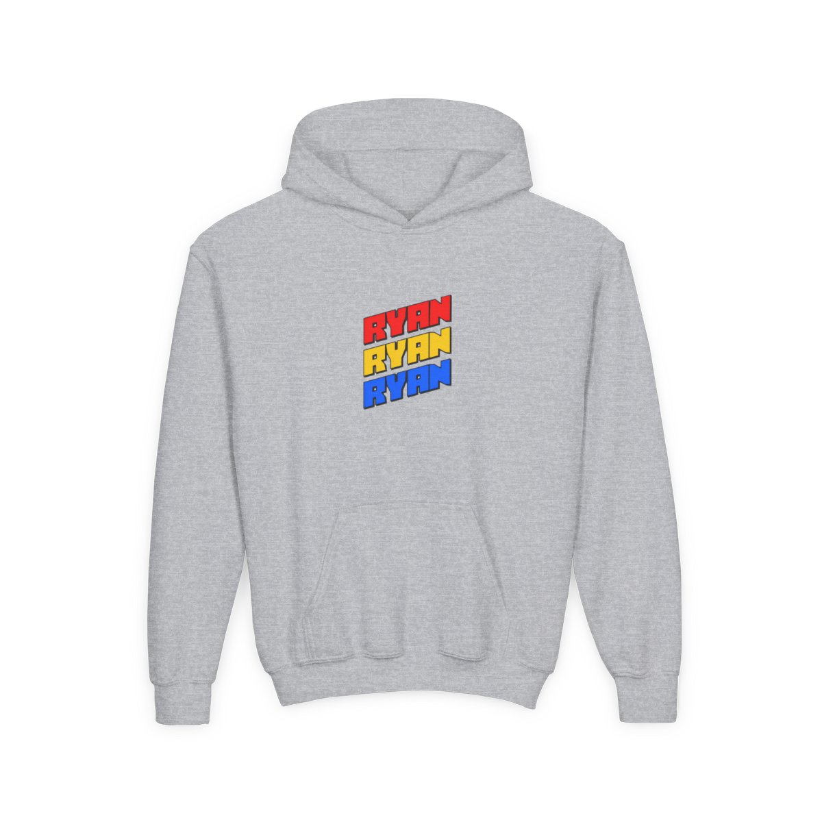 Bold Stacked Ryan Name Graphic Kids Hoodie - Funny Name Pride Gift